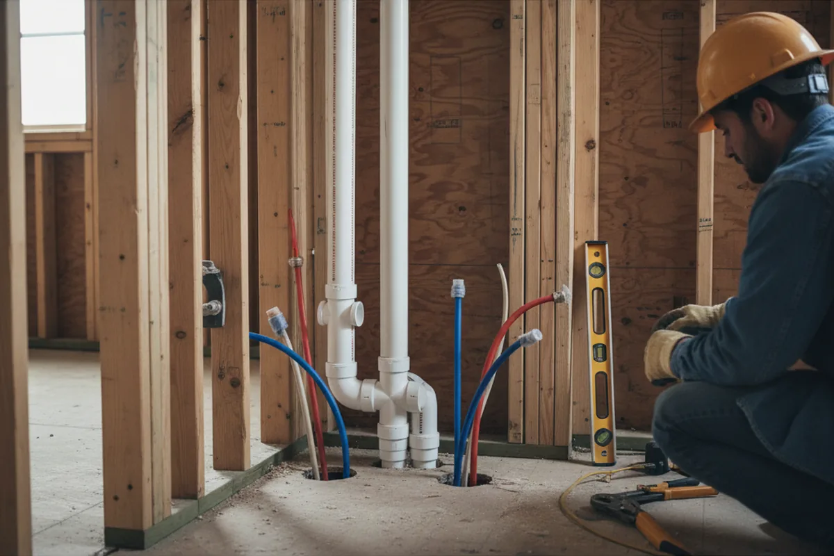 Drain and supply rough-in during Leak Detection in Chesaning