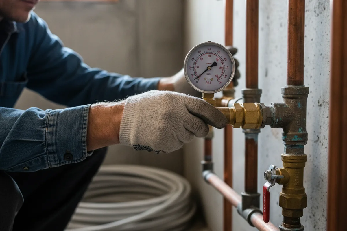 Pressure testing a repaired line during Water Line Repair in Chesaning